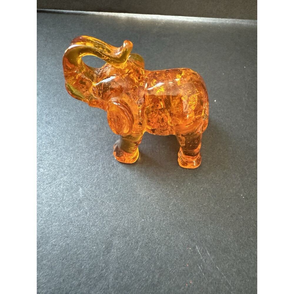 Vintage Acrylic Elephant Figurine Amber Paperweight Boho Whimsycore